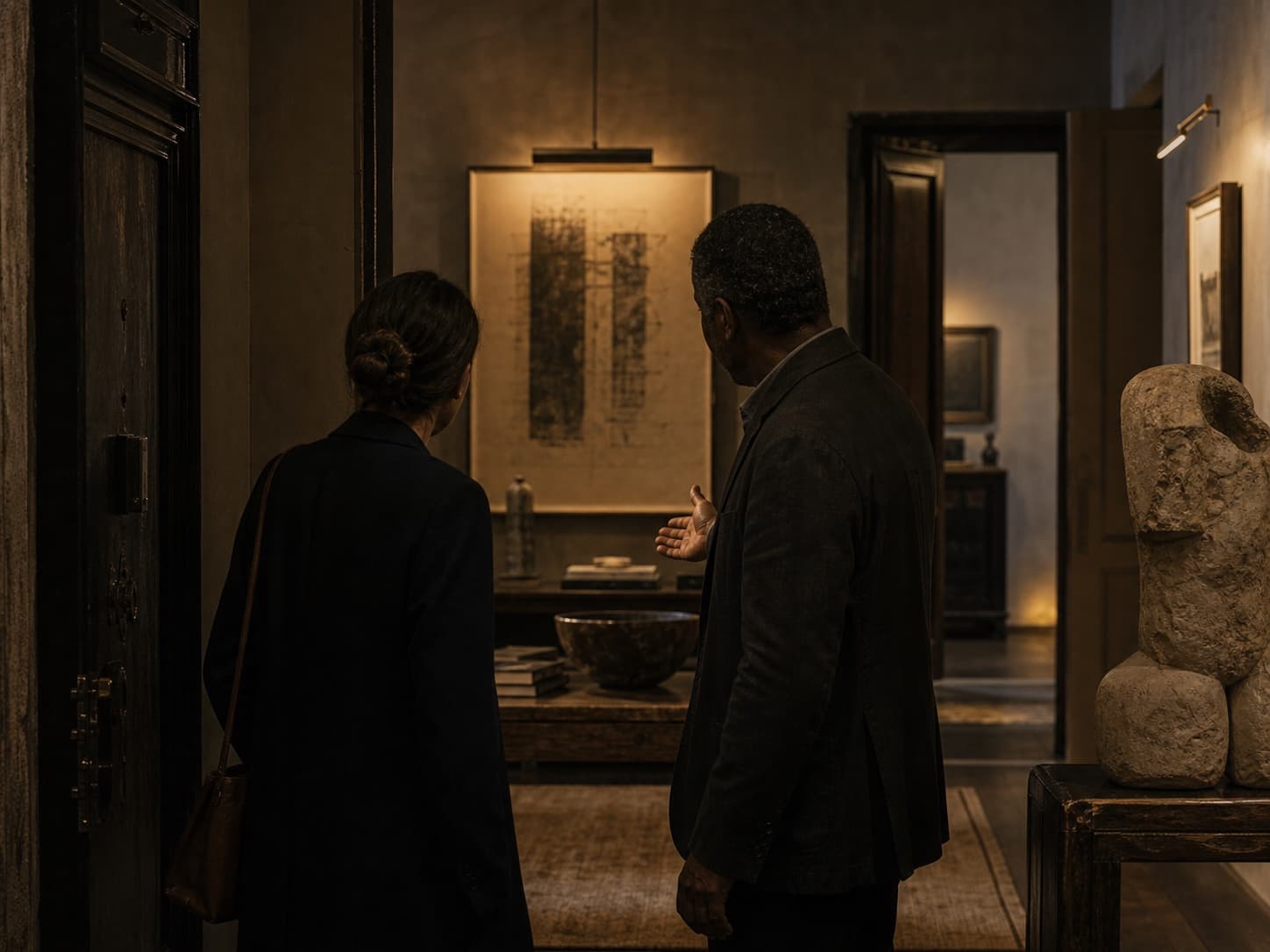 Visitors encountering a private cultural collection.